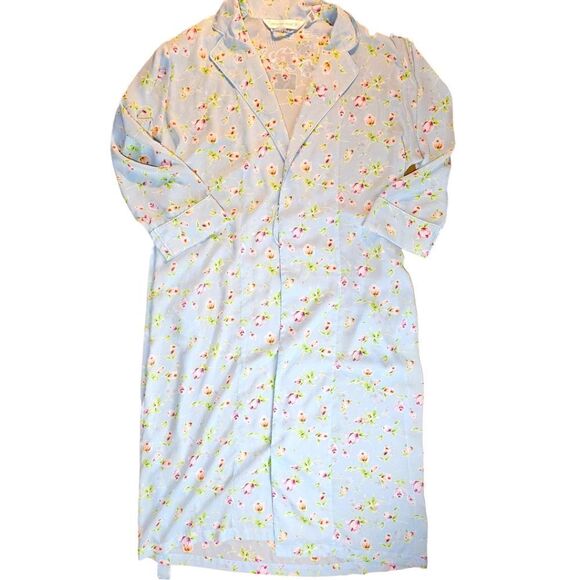 Victoria's Secret Full Length Blue Floral Robe Large - Picture 9 of 10